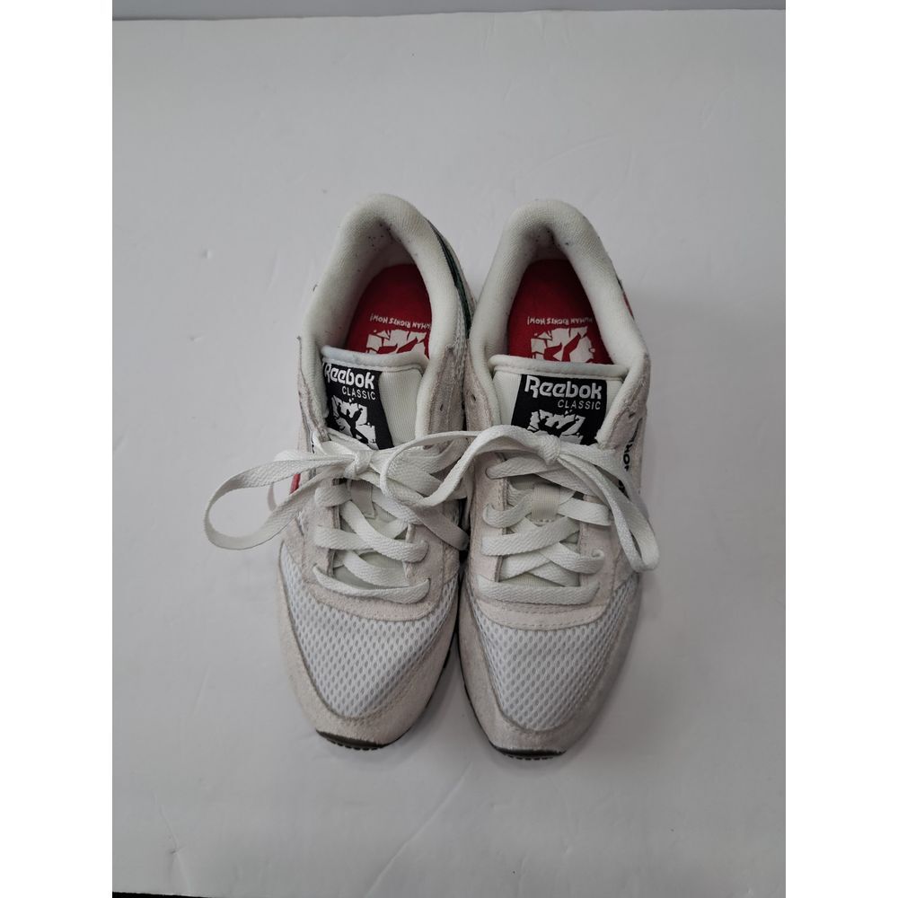Reebok Men's Size 4.5 Classic Leather Human‎ Rights Now! Grey Red Athletic Shoes